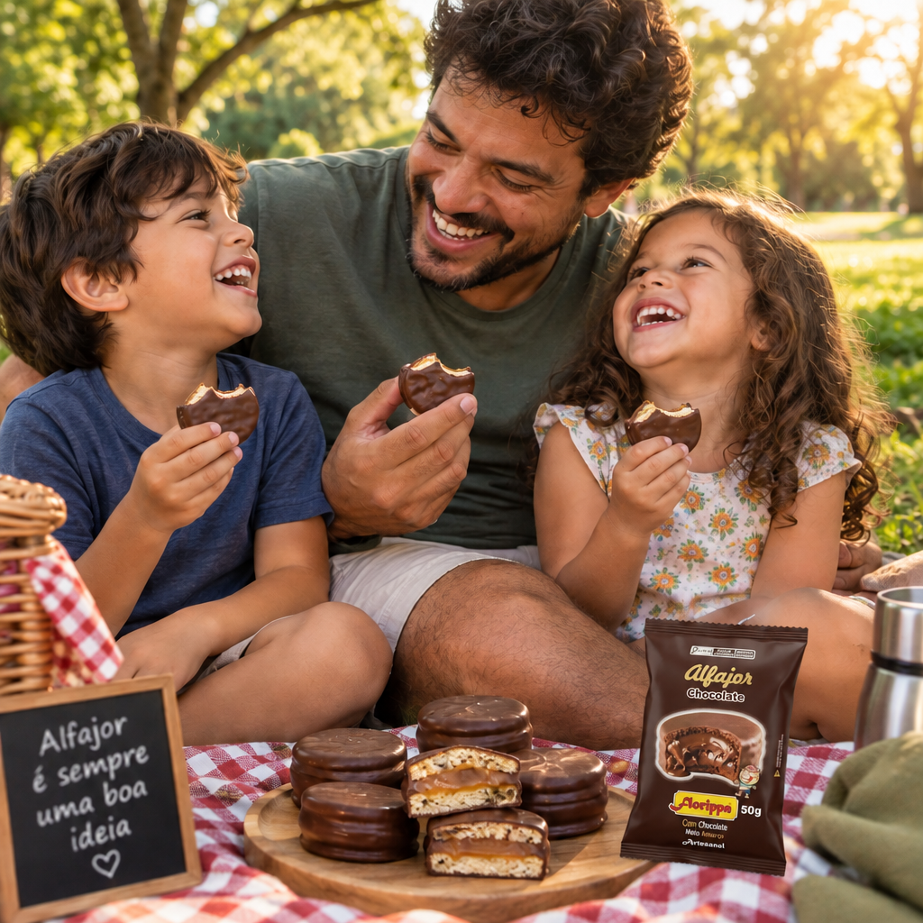 Família 3 saboreando Alfajor Florippa